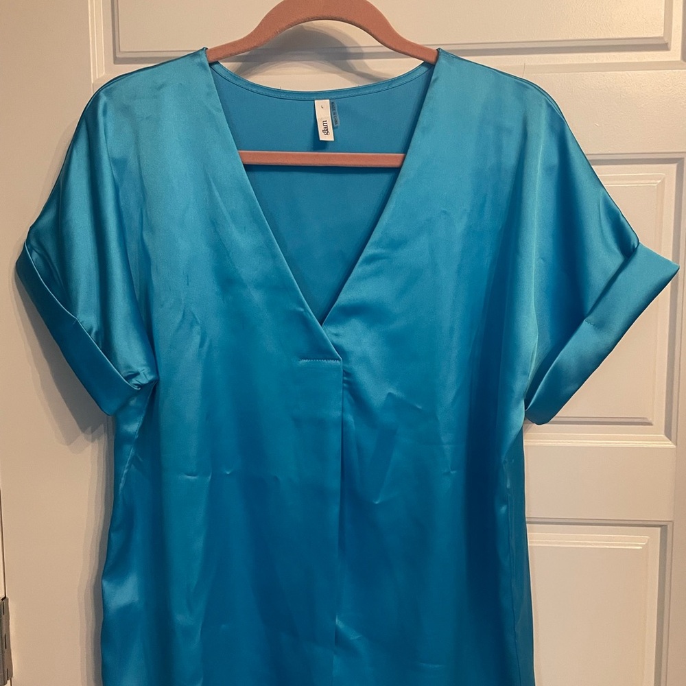 GLAM Sky Blue Satin blouse